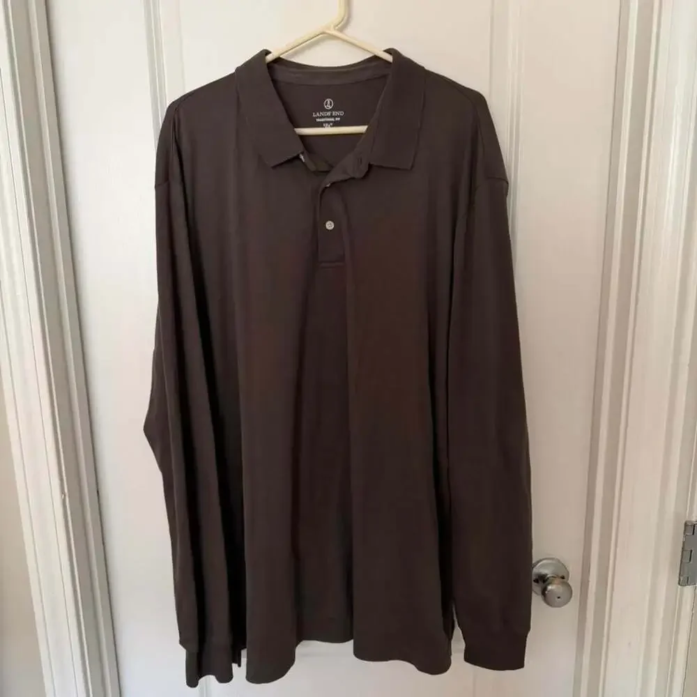 Lands' End Traditional Fit Long Sleeve Polo Shirt XXL/T - Picture 1 of 2